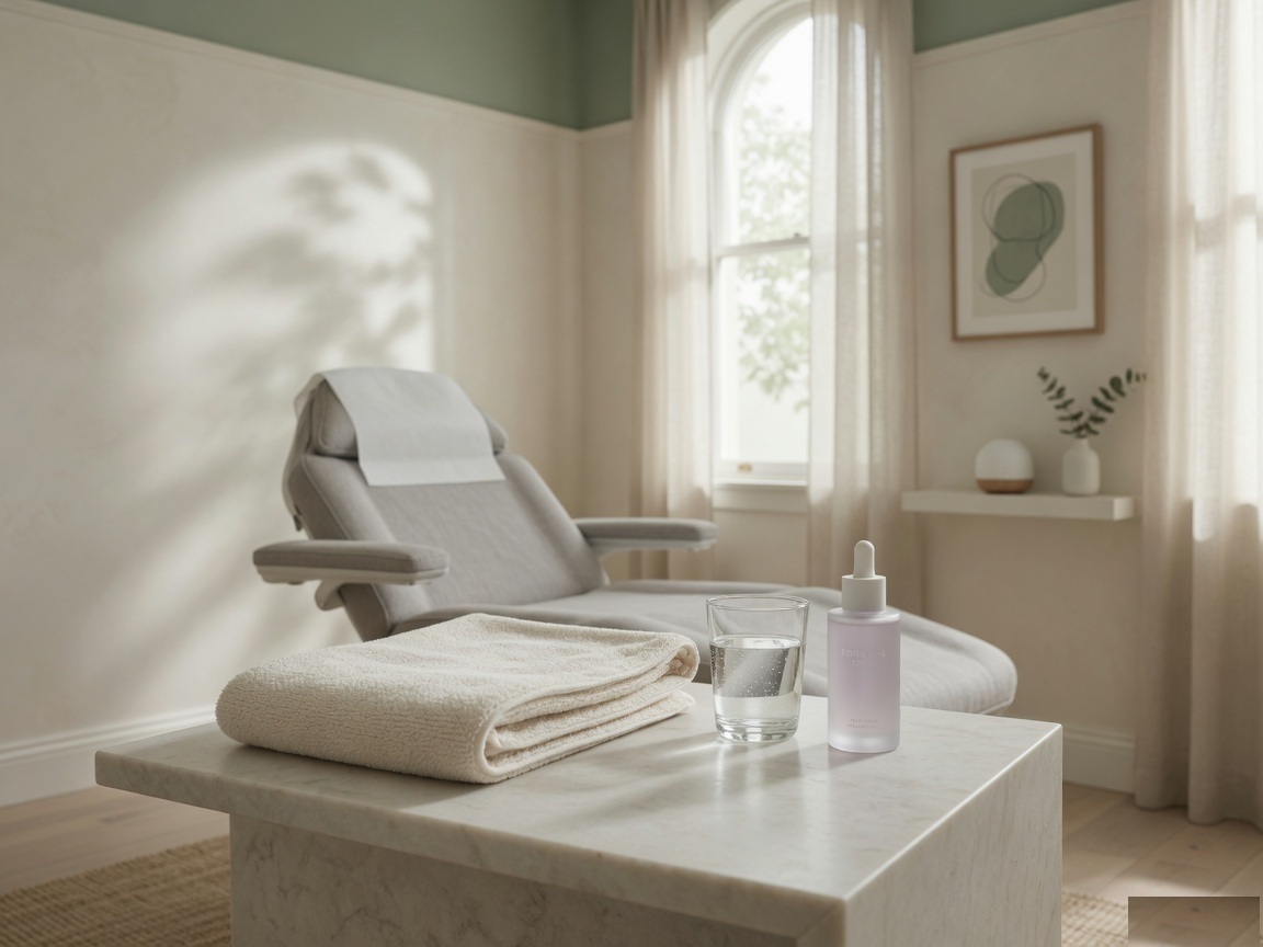 Calm clinic setting for facial contouring aftercare guidance